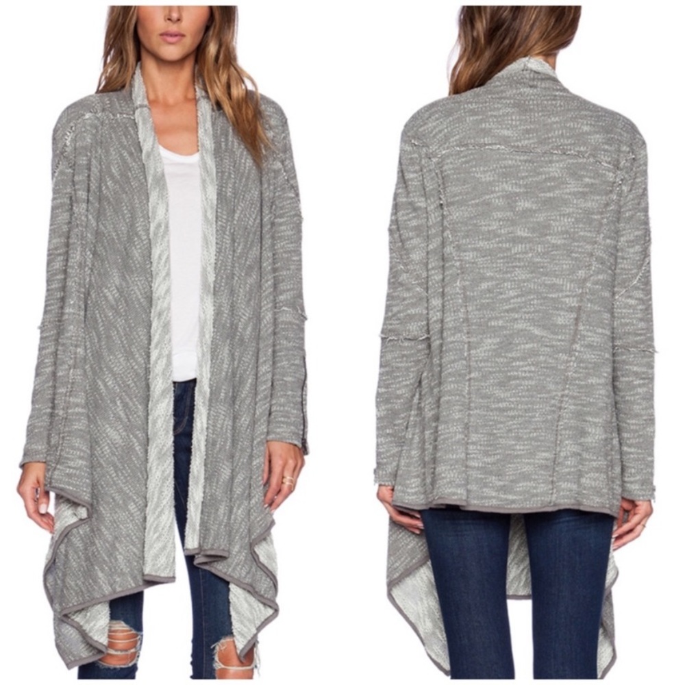 Free People Gray French Terry In The Loop Cardigan
